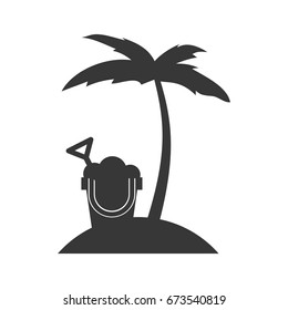 tree palm beach with sand bucket