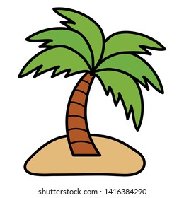 tree palm beach with sand summer icon