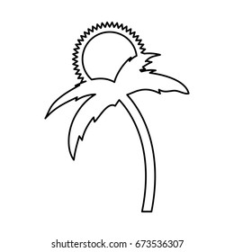 tree palm beach with sun