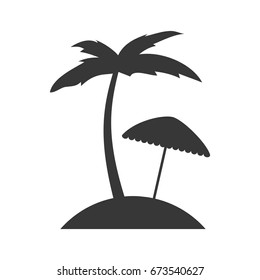 tree palm beach with umbrella