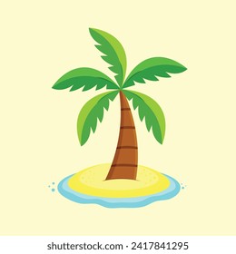 Tree palm cartoons vector illustration graphic design. palm tree on a island or sea