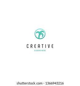 Tree Palm Creative Icon Vector Logo Design