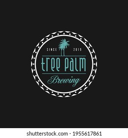 tree palm emblem logo design vector