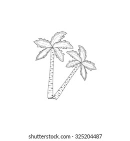Tree palm  icon. Black and white. Summer holiday symbol