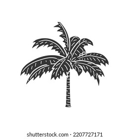 Tree Palm Icon Silhouette Illustration. Summer Vector Graphic Pictogram Symbol Clip Art. Doodle Sketch Black Sign.