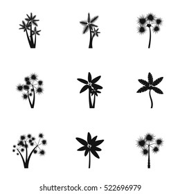 Tree palm icons set. Simple illustration of 9 tree palm vector icons for web