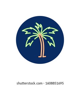 tree palm neon light icon vector illustration design
