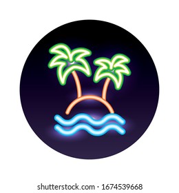 tree palm neon light icon vector illustration design
