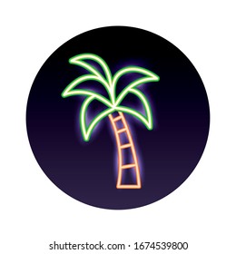 tree palm neon light icon vector illustration design