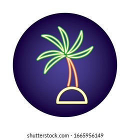 tree palm neon light style icon vector illustration design