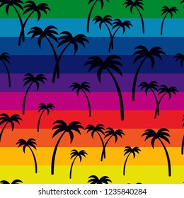 tree palm pattern rainbow color background vector EPS10