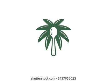 tree palm with spoon logo. for health restaurant food icon symbol