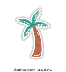 diseño de ilustraciones vectoriales de iconos de estilo plano de pegatina de palma de árbol