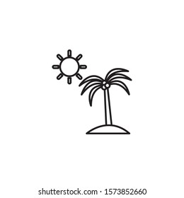 tree palm with sun line style icon vector illustration design