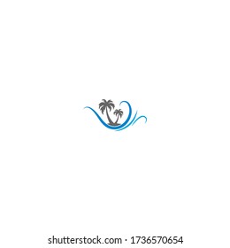 tree palm wave logo icon illustration