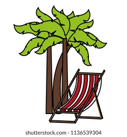 tree palms with beach chair