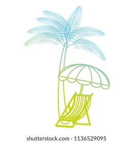 tree palms with beach chair and umbrella