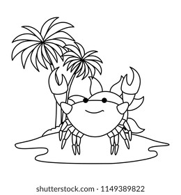 tree palms with crab scene