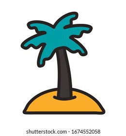 tree palms summer line and fill style icon vector illustration design
