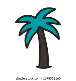tree palms summer line and fill style icon vector illustration design