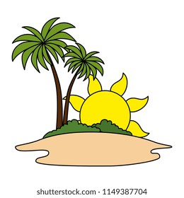 tree palms with sun scene