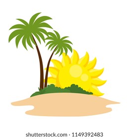 tree palms with sun scene