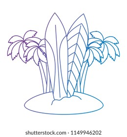 tree palms with surfboards scene