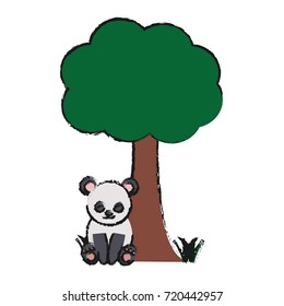 tree and panda bear icon