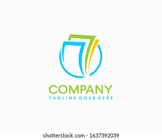 tree paper and circle logo design template