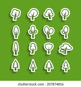 tree paper icon set, vector eps10.