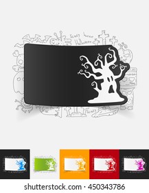 tree paper sticker with hand drawn elements