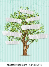 Tree with paper for your text, vector illustration, eps10, 3 layers, easy editable