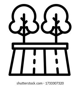Icono de paisaje de parque de árboles. Icono del vector de paisaje de parque de árbol de esquema para diseño web aislado en fondo blanco