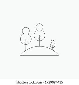 Tree Park .Leaf garden nature cloud tree mountain sky forest vector retro nature plant landscape pine snow mountain land camp campfire moon symbol, logo, icon, sign, app.