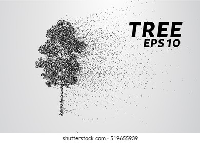 The tree of particles. Tree wind tears of small circles and dots. vector illustration.