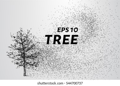 The tree of particles. Tree wind tears of small circles and dots. vector illustration