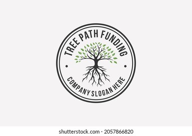 tree of path funding logo design. commerce logo. asset management logo.