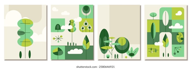 Tree Pattern Nature Geometric Poster template, Designs for World Earth Day, nature, ecology, enviropment event. 