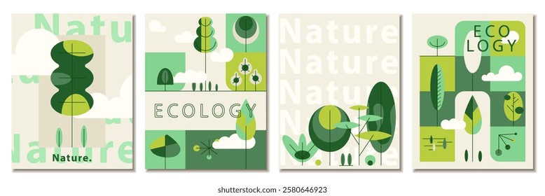 Tree Pattern Nature Geometric Poster template, Designs for World Earth Day, nature, ecology, enviropment event. 