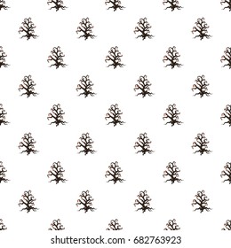 Tree pattern seamless repeat in cartoon style vector illustration