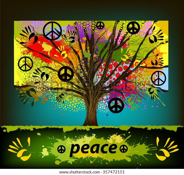 Tree Peace Sign Vector Stock Vector (Royalty Free) 357472151 | Shutterstock