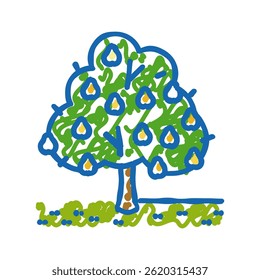 tree pear doodle icon sketch vector. tree pear sign. isolated symbol illustration