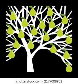 Icono de pera de árbol en fondo negro
