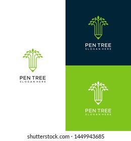 tree pen vector logo design