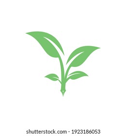Tree pen vector logo design template. Writer and nature logo concept.	
