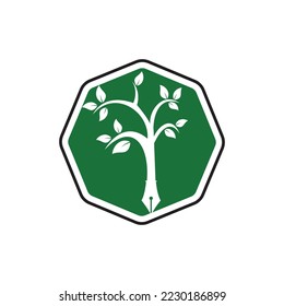 Tree pen vector logo design template. Writer and nature logo concept.	