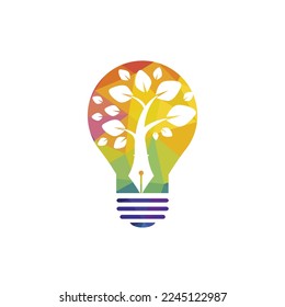 Tree pen vector logo design template. Creative writer and publication logo concept.	