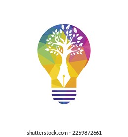 Tree pen vector logo design template. Creative writer and publication logo concept.	