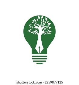 Tree pen vector logo design template. Creative writer and publication logo concept.	