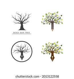 Tree with pencil writer illustration vector design